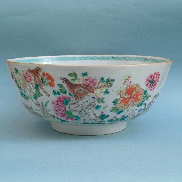 Kom - Famille Rose Punchkom - Porselein - Qianlong Punchbowl, Antiquités & Art, Antiquités | Autres Antiquités
