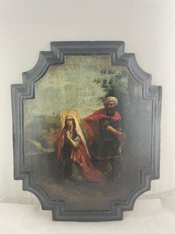 Icoon - Onthoofding van Sint-Barbara - Hout
