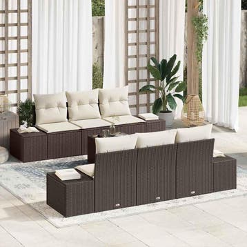 vidaXL Tuinbank Set 8 st Bruin en Crème poly rattan, Verzenden