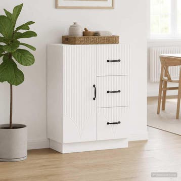 vidaXL Dressoir met lade Hoogglans Wit 66 x 34,5 x 87 cm, Verzenden, Nieuw