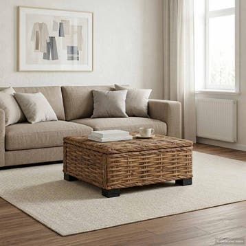 vidaXL Salontafel GENDT Natuurlijk Riet Naturel 67 x 60 x 30, Tuin en Terras, Verzenden, Nieuw