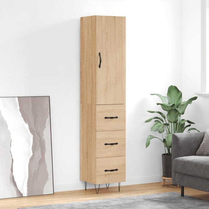 vidaXL Hoge kast 34,5x34x180 cm bewerkt hout sonoma, Huis en Inrichting, Kasten | Dressoirs, Nieuw, Verzenden