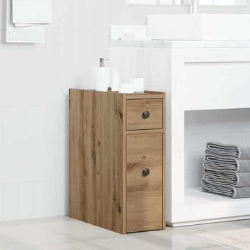 vidaXL Badkamerkast smal met wielen bewerkt hout artisanaal, Huis en Inrichting, Verzenden, Nieuw
