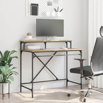 vidaXL Bureau Artisan Eiken 100 x 50 x 90 cm Bewerkt hout, Verzenden