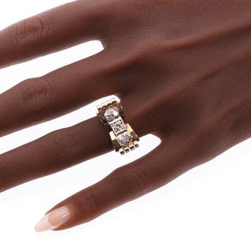 Bague - 18 carats Or jaune - 0.48ct. tw. - Diamant - Vintage, Handtassen en Accessoires, Ringen, Nieuw