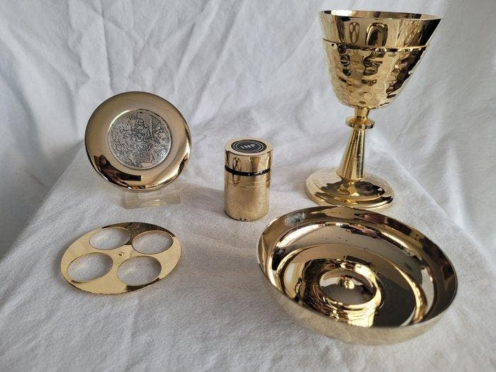 Kelk (6) - Gelamineerd zilver - Religieus sacramentaal set, Antiek en Kunst, Kunst | Niet-Westerse kunst