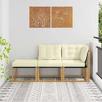 vidaXL Sectie Sofa Eenheden met kussen 3 Stuk Wit, Verzenden