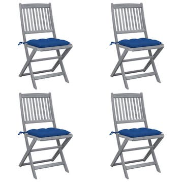 vidaXL Set van 4 klapstoelen met kussens, gemaakt van, Verzenden, Nieuw
