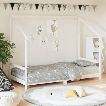 vidaXL Kinderbedframe 90x200 cm massief grenenhout wit, Verzenden