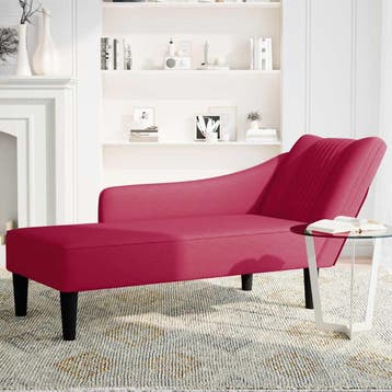 vidaXL Chaise longue met rechterarmleuning fluweel wijnrood, Verzenden