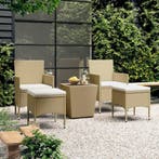 vidaXL 5-delige Bistroset poly rattan en gehard glas beige, Tuin en Terras, Verzenden, Nieuw