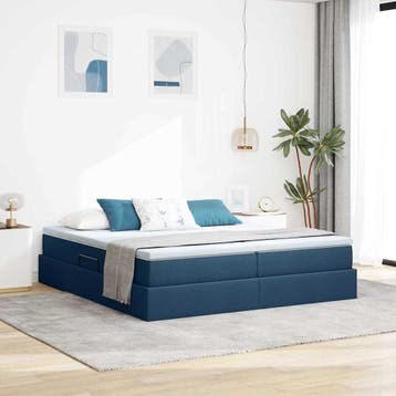 vidaXL Opbergbed met matras met matras Blauw 200 x 200 cm, Verzenden