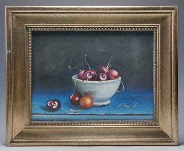 Hollandse School (XX-XXI) - Stilleven met kersen en, Antiquités & Art