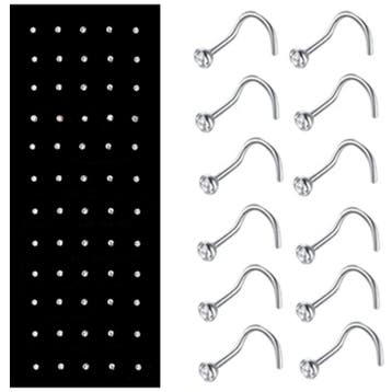 Fako Bijoux - Neuspiercing - Bocht Kristal - Wit - 60 Stuks, Handtassen en Accessoires, Piercings, Verzenden, Nieuw