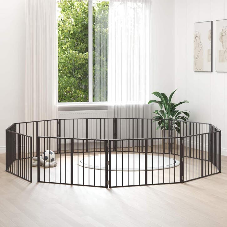vidaXL Hondendeur 10 pcs Zwart 100 x 60 cm Gegevens staal, Dieren en Toebehoren, Hondenbenches, Nieuw, Verzenden