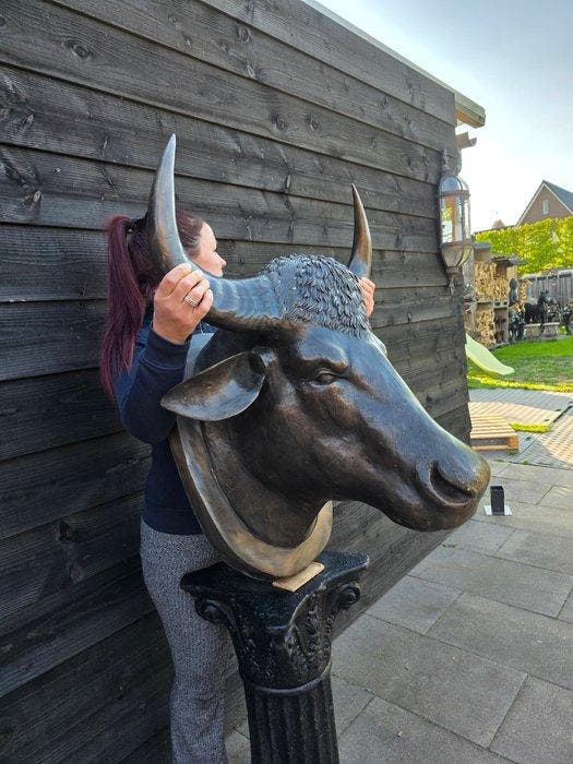 Beeld, XXL Bronze Bull Head - 78 cm - Brons - 2026, Antiquités & Art, Curiosités & Brocante
