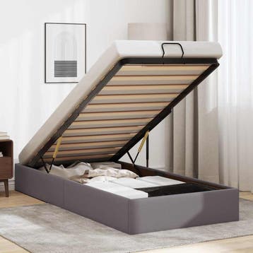vidaXL Bedframe zonder matras 100x200 cm kunstleer grijs, Verzenden