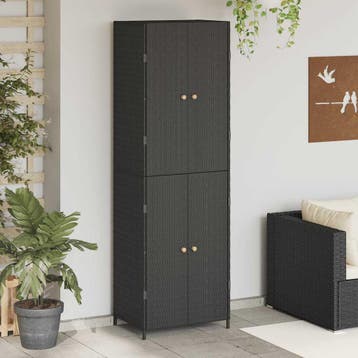 vidaXL Tuinkast 59x40x180 cm poly rattan zwart, Huis en Inrichting, Verzenden, Nieuw