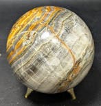 Gelaagde onyx met calcietinclusies | Natuurlijke