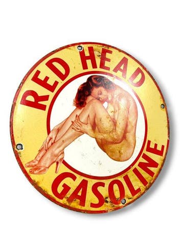 Red Head Gasoline - Pin up - Emaille plaat - Emaille