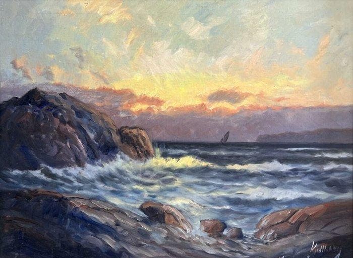 Europese school (XX) - Tides of Elysian Dusk, Antiek en Kunst, Kunst | Schilderijen | Klassiek