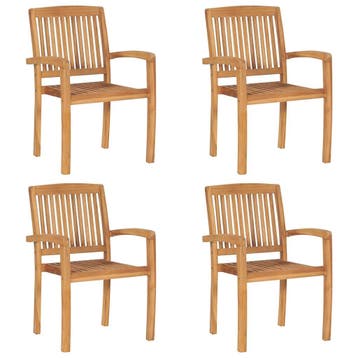 vidaXL Tuinstoelen stapelbaar 4 st massief teakhout, Jardin & Terrasse, Chaises de jardin, Verzenden