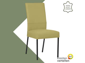 Leren eetkamerstoel Real - Toledo Mustard (mosterd) - Poten, Huis en Inrichting, Overige kleuren, Nieuw, Ophalen of Verzenden