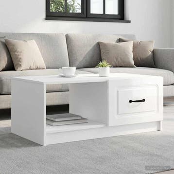vidaXL Salontafel Hoogglans Wit 90 x 50 x 37 cm Bewerkt hout, Verzenden, Nieuw