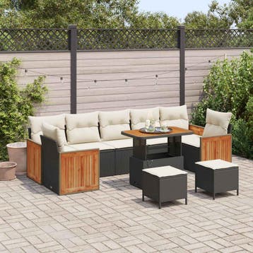 vidaXL Tuinbank Set 10 st 10-Aantal zitplaatsen Zwart en, Tuin en Terras, Verzenden, Nieuw