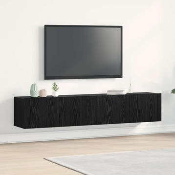 vidaXL TV Kast 2 st Zwart Eiken Bewerkt hout, Verzenden, Nieuw
