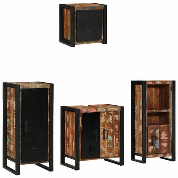 vidaXL Badkamermeubel Set met lade 4 pcs Massief, Huis en Inrichting, Badkamer | Badkamermeubels, Verzenden, Nieuw