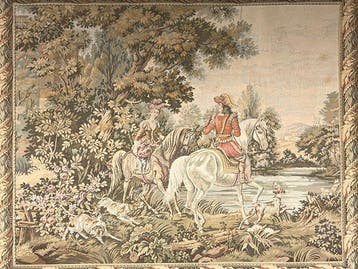 Gobelin Wandteppich - Reiter mit Jagdszene im Barock Stil -, Antiek en Kunst