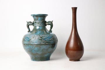 Vaas - Brons - Japan - Draak Handvat Urn, Fles (Zonder