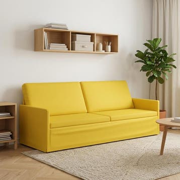 vidaXL 3-zits sofa Licht Geel 220 x 81 x 82 cm Stof, Huis en Inrichting, Verzenden, Nieuw