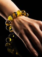 Barnsteen - Genuine Baltic Amber Sphere Bracelet – Golden