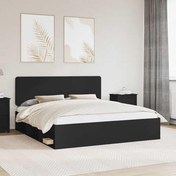 vidaXL Bedframe met hoofdeinde Zwart 180 x 200 cm Massief, Huis en Inrichting, Verzenden, Nieuw