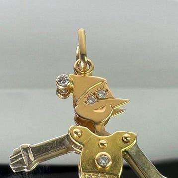 goud - Hanger - Pinokkio beweegbaar 18kt