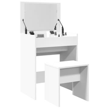 vidaXL Kaptafel met krukje 60x40x113,5 cm wit, Verzenden, Nieuw