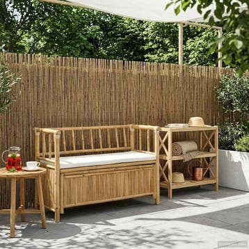 vidaXL Tuinkast Bank 110 x 47 x 80 cm Bamboe Naturel, Tuin en Terras, Verzenden, Nieuw