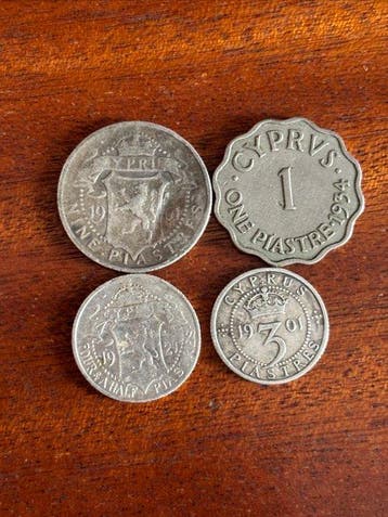 Cyprus. Victoria-George V. 1-3-4 1/2-9 Piastres 1901-1934