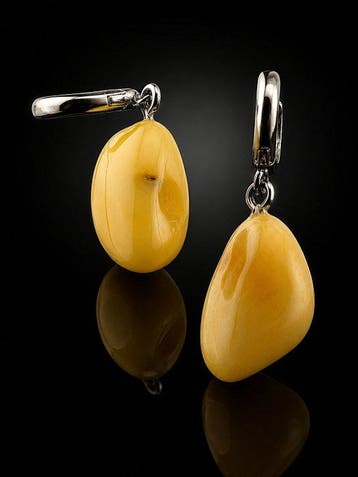 Boucles doreilles en ambre balte véritable - gouttes de