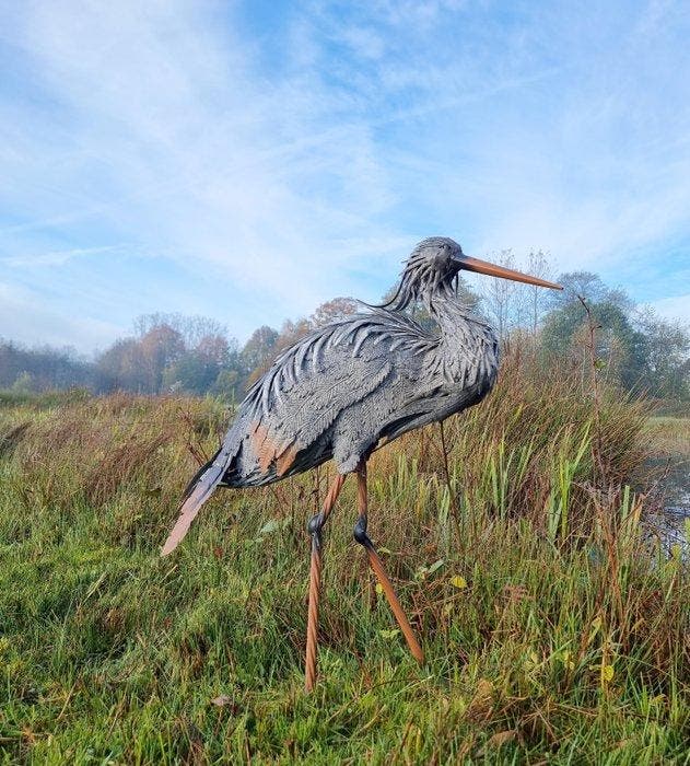 Beeldje - Levensechte reiger XL - metal, Antiek en Kunst, Kunst | Designobjecten