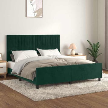 vidaXL Bedframe zonder matras 160x200 cm fluweel donkergroen, Verzenden