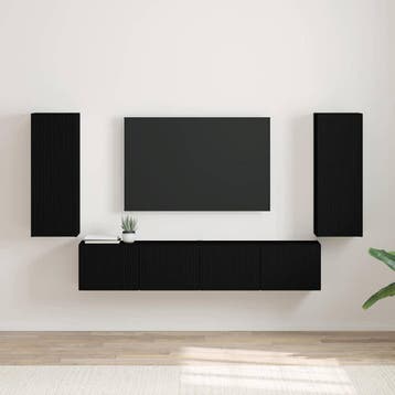 vidaXL TV Wandkast 2 st Zwart Bewerkt hout, Verzenden, Nieuw