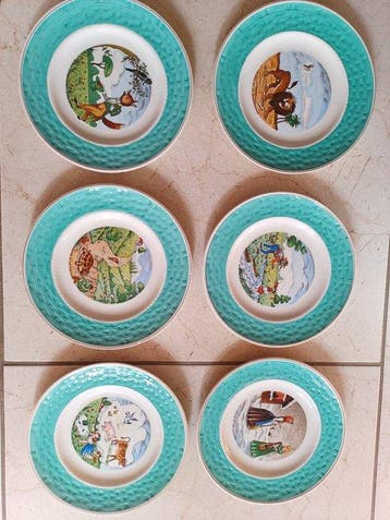 Jean de La Fontaine - Dessertservies (6) - Porselein -