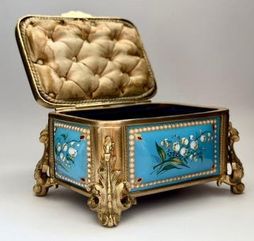 Cercueil - Boîte à bijoux ancienne – métal couleur or,