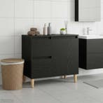vidaXL Badkamerkast met lade Zwart Eiken 65 x 33 x 60 cm, Huis en Inrichting, Verzenden, Nieuw