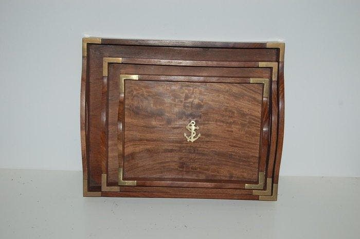 3 perfecte massieve teak-dienbladen voor zeilboot (3) - Teak, Antiek en Kunst, Kunst | Designobjecten