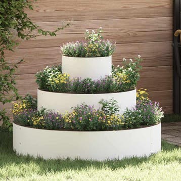 vidaXL Plantenbak Wit 90 x 90 x 20 cm Koudgewalst staal, Verzenden, Nieuw