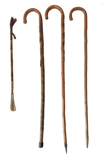 Wandelstok (4) - Hout - 3 stokken en een schoenlepel
